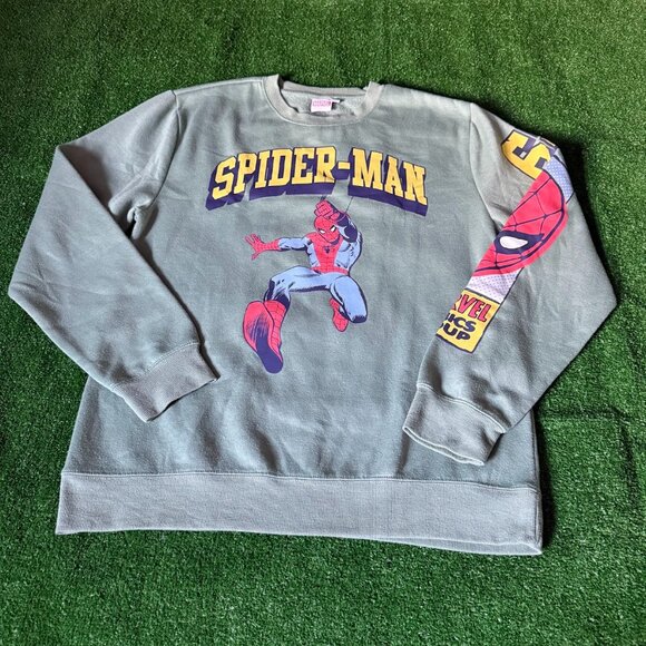 Marvel Spider-Man 62 Long Sleeve Crew Neck Soft Fleece Pullover Sweater Size M - Picture 1 of 12